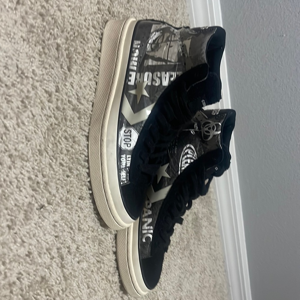 Converse x Pleasures Now Unisex Pro Leather Mid Black/White/Egret 165602C